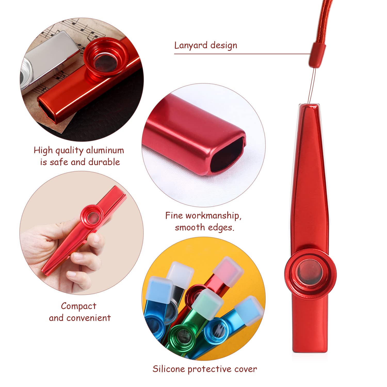 6 pieces of Kazoo with strap, with 12 pieces of Kazoo film, 6